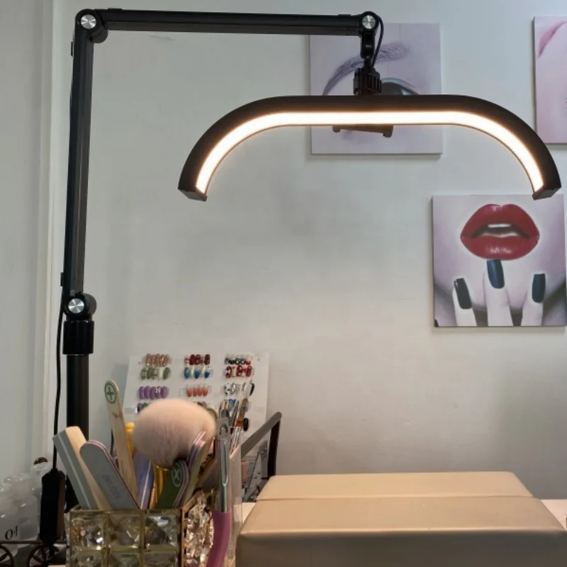 Multi Models Shadowless OEM 76cm 48W 30inch Half Moon Nail Lamp Foldable Arc LED Light Table Reading Craft Repair Desk Lamp