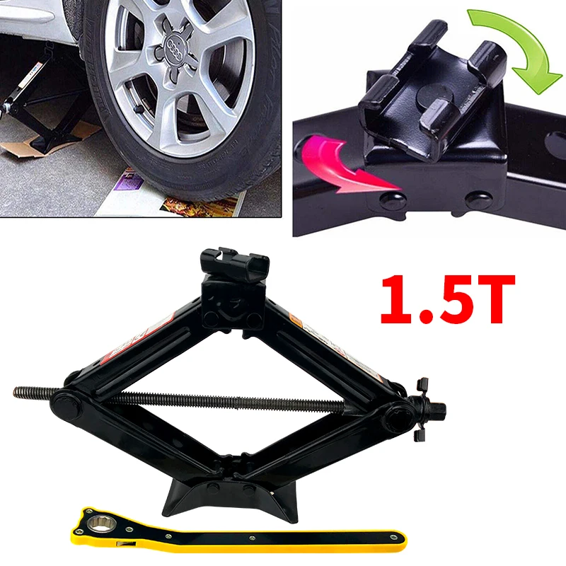 1.5 Ton Jack Lifter Car Low Profile Level Portable Small Manual Black Scissor Jack For Cars