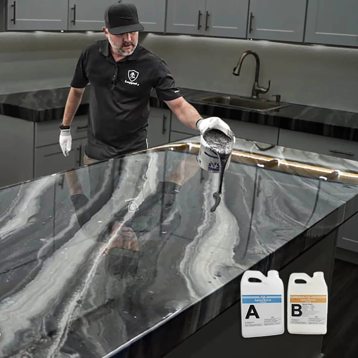 High Quality clear Crystal Two Component Liquid Epoxy Resin Kit for Counter Counter Tops and Floors
