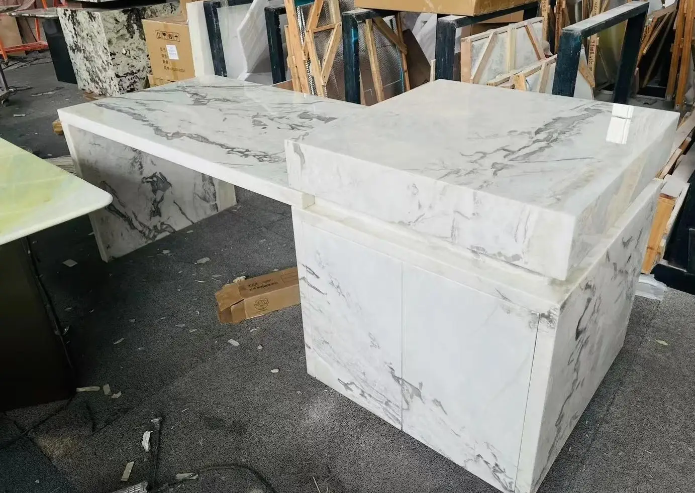 product modern natural white marble indoor kitchen and bathroom vanity top weak sink design with 1 year warranty-3