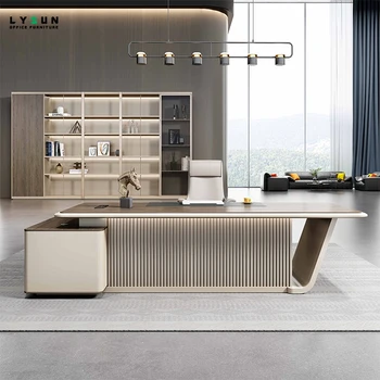 Luxury Boss executive desk Modern L Shaped Office Ceo wooden Table With Drawers desk office
