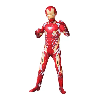 Customized Classic Halloween Cos Parent Children Muscle Armor Design 3D Print Avenger Jumpsuit Iron Costume Suit for Men Kids