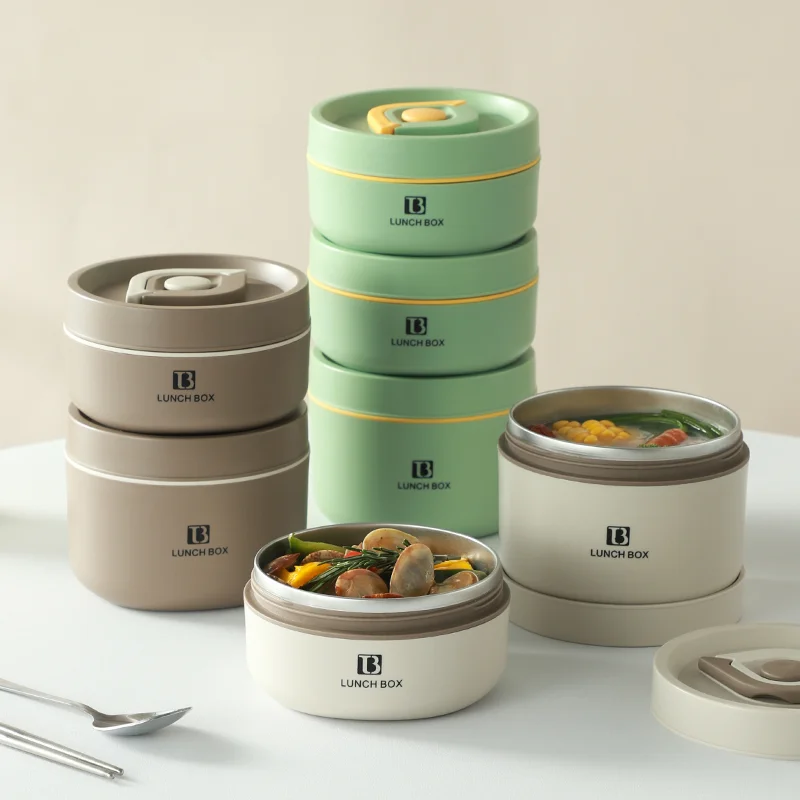 High Quality Heatable Microwavable 304 Stainless Steel Lunch Box Portable Food Jar Sealed Insulation Container