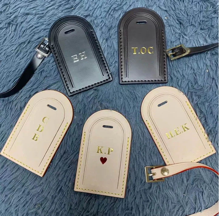 High Quality Custom Hot Stamp Initial Keepall Leather Luxury Luggage Tag  Bag Accessories Fashion Designer Logo Travel Label - Buy Leather Luggage  Tag