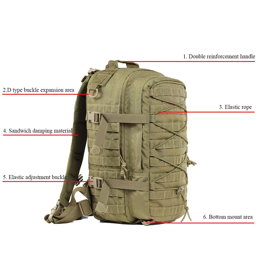 3 Day Assault Pack Bag Rucksack Molle System 900d Nylon Bag Black ...