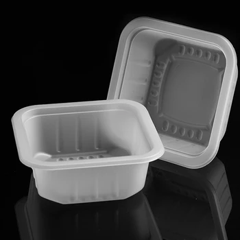 Semi-transparent disposable modified square PP material atmoshphere packaging tray for marinated food