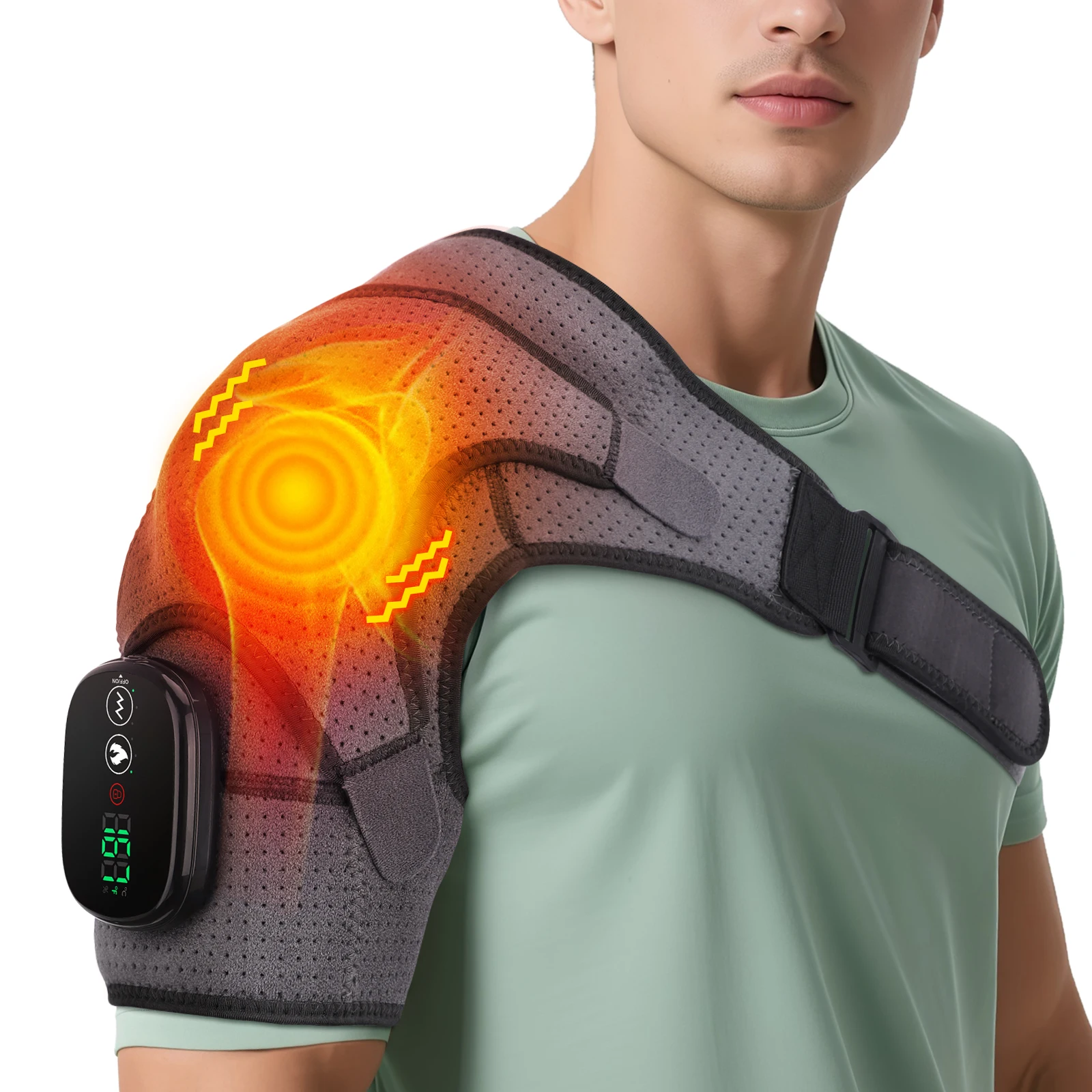 shoulder heating pad with vibration massager DeMoce Cordless Heated Shoulder Wrap | Massager & Heating Pad with  Vibration