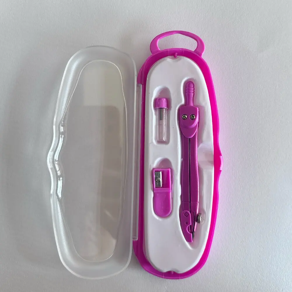 Professional Kids Pencil Compass Set with Circle Radius Size Ruler Colorful Plastic Compasses for School Student