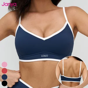 Janya Color Blocking Push-Up Fitness Bras Automated Cutting Lightweight Comfortable Yoga Bra Shock-Proof Sports Bra for Women