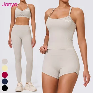 Janya 2026 Women's Sports Bra Outfit Set High Waist Gym Fitness Leggings Active Stretch Yoga Tops Breathable 2-Piece Yoga Sets