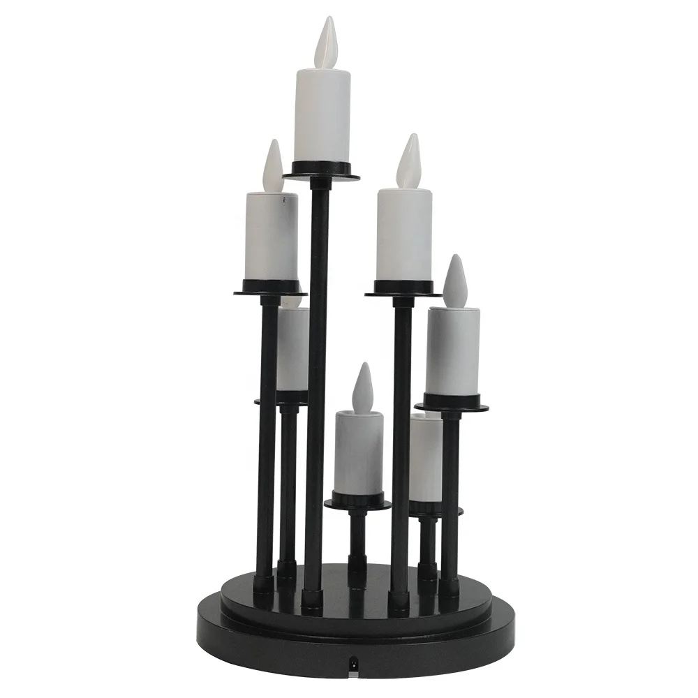 Оптовая продажа, светодиодная люстра теплого белого цвета с 7 стойками, пластиковый подсвечник Kandelaar для ужина при свечах