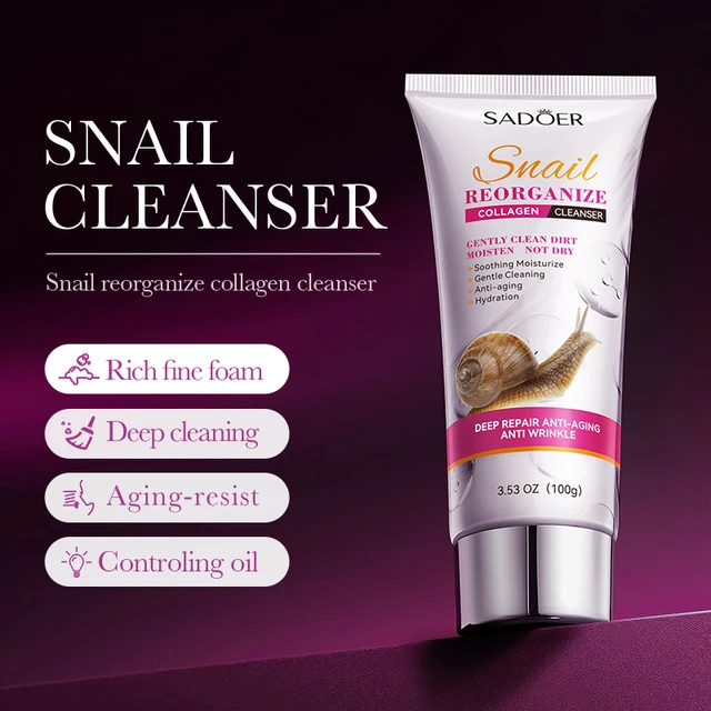 OEM ODM Wholesale SADOER Snail Recombinant Collagen Facial Cleanser Deep Moisturizing Oil Control Acne Facial Cleanser