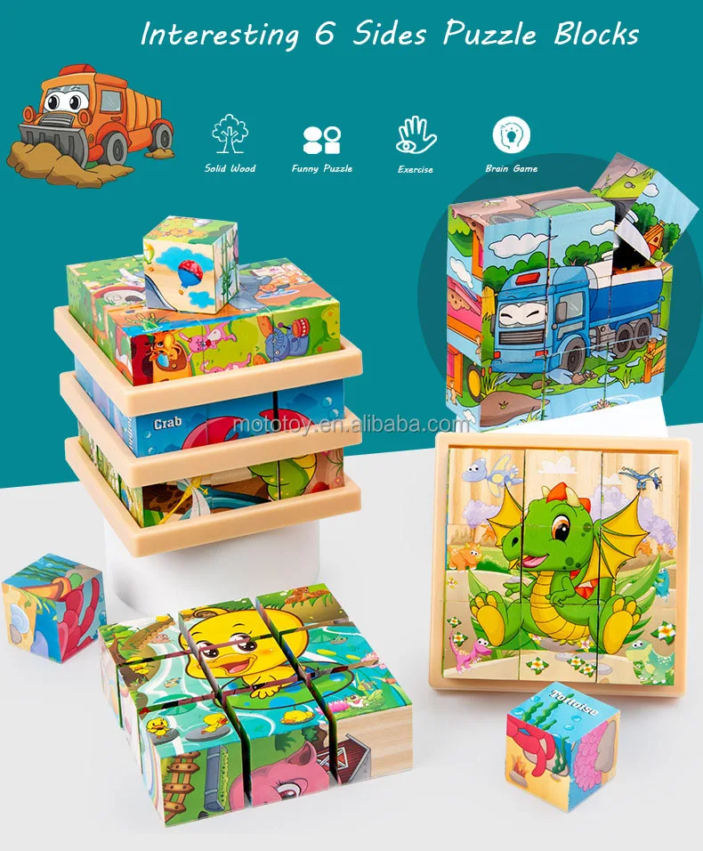 Montessori Puzzle Cube Blocks - Educational Toy for Kids