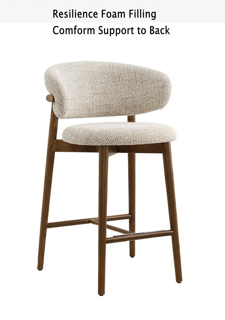 Барный стул из льняной ткани с изогнутой