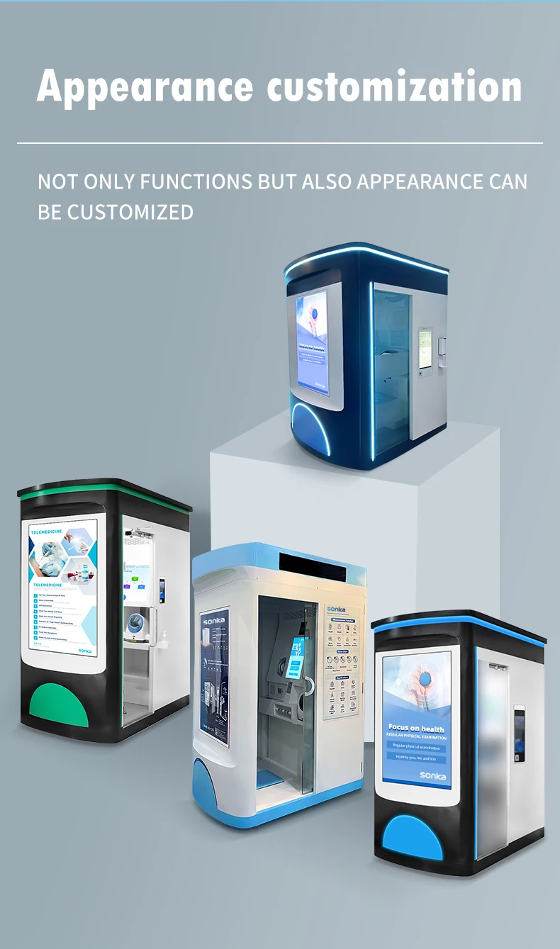 Sonka medical health kiosk intelligent health examination basic body health check up kiosk clinic on cloud for healthcare center supplier