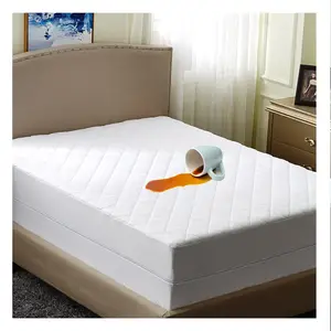 Soft Brushed Microfiber Fabric Waterproof Quilted Breathable Mattress Pad Plain Style Fitted Sheet Bed Cover Protector