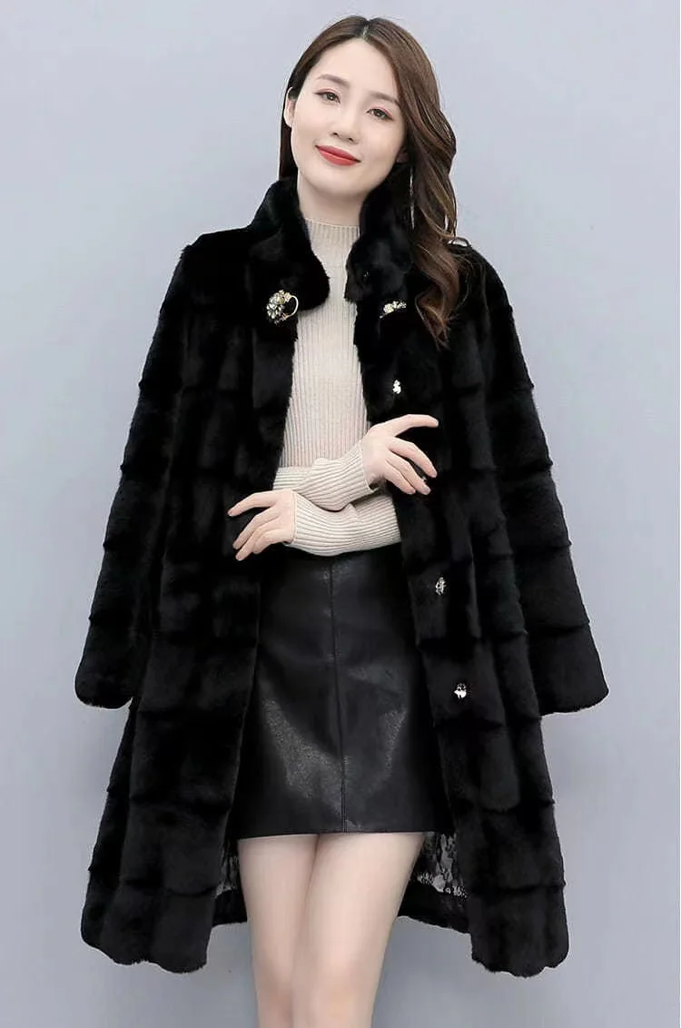 Winter Fashion 2021 Plus Size Women's Mink Fur Winter Coat With Zip Big 