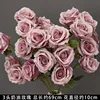 Oil painting purple 3-head butter rose branch