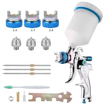 HVLP Paint Spray Gun for Wall Painting Pneumatic Tool with Three Different Spray Nozzles