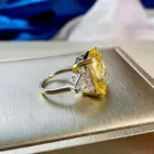 Yellow Diamond Ring 13*16mm Big Size Excellent Radian Ice Cutting Yellow Zirconia Diamond 925 Sterling Silver Ring