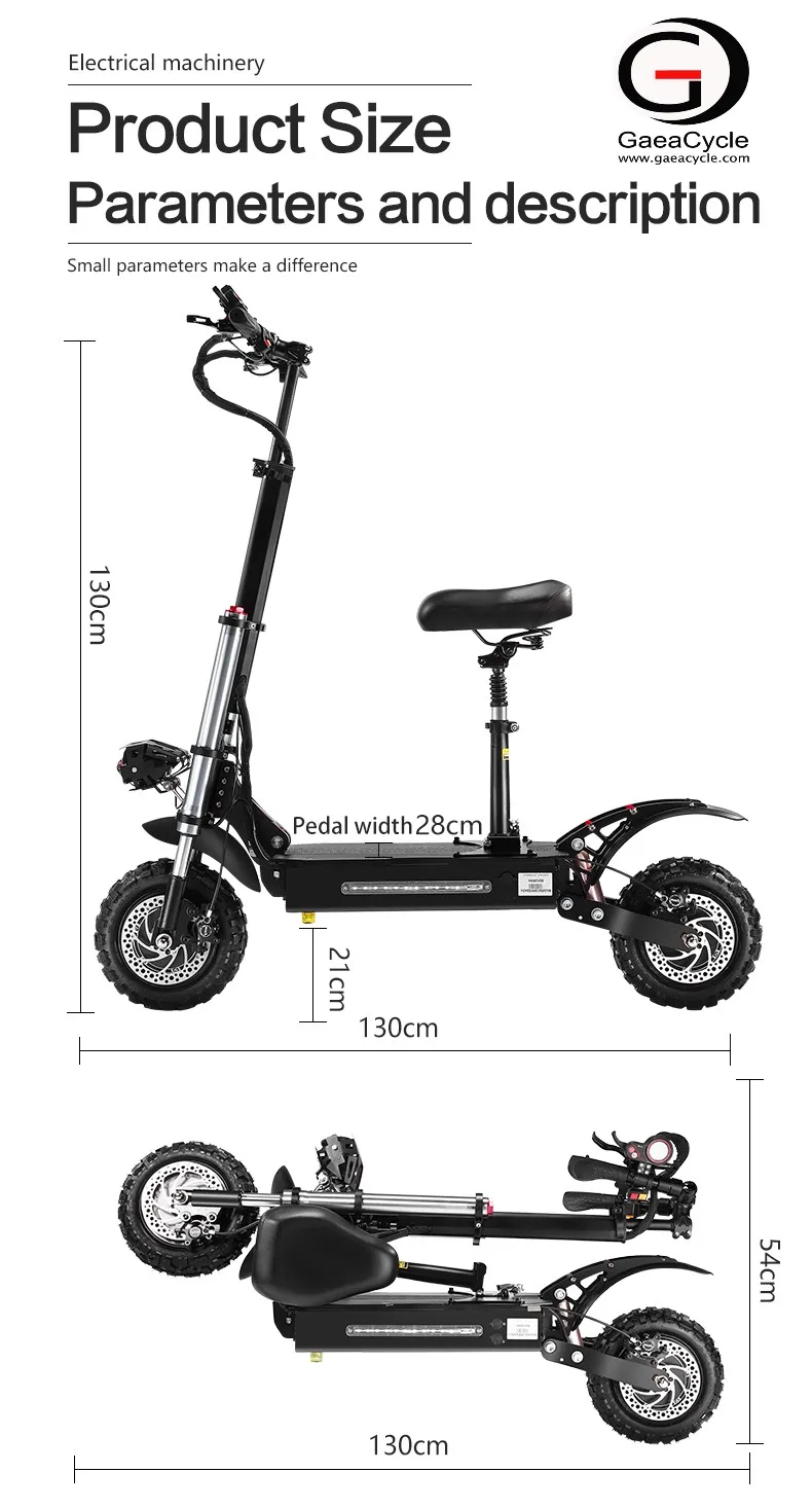 Gaeacycle S3 60v 38ah Fast Electric Scooter 50 Mph Powerful 5600w Dual