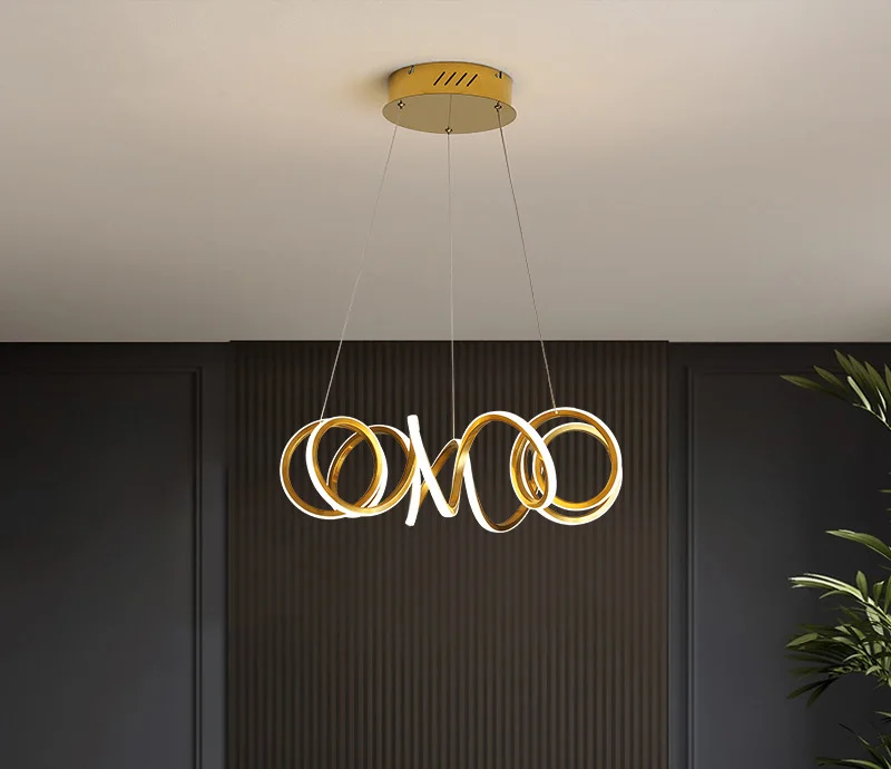 Spring style led chandelier modern creative dining chandelier simple 360 degree led pendant light