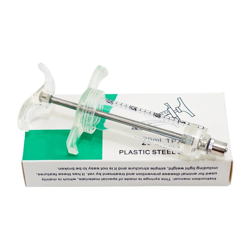 Veterinary TPX Non-adjustable Syringe Reusable Ergonomic Anti-slip Handle Livestock Injection Syringe for Pig Farm
