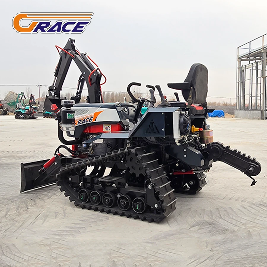 Remote Control Multifunction Ride on Chinese Mini Farm Tiller Crawler Cultivator Tractors With Track for Sale