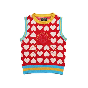 Original fashion Breathable outer wear O-neck sleeveless sweater love pattern vest sweater