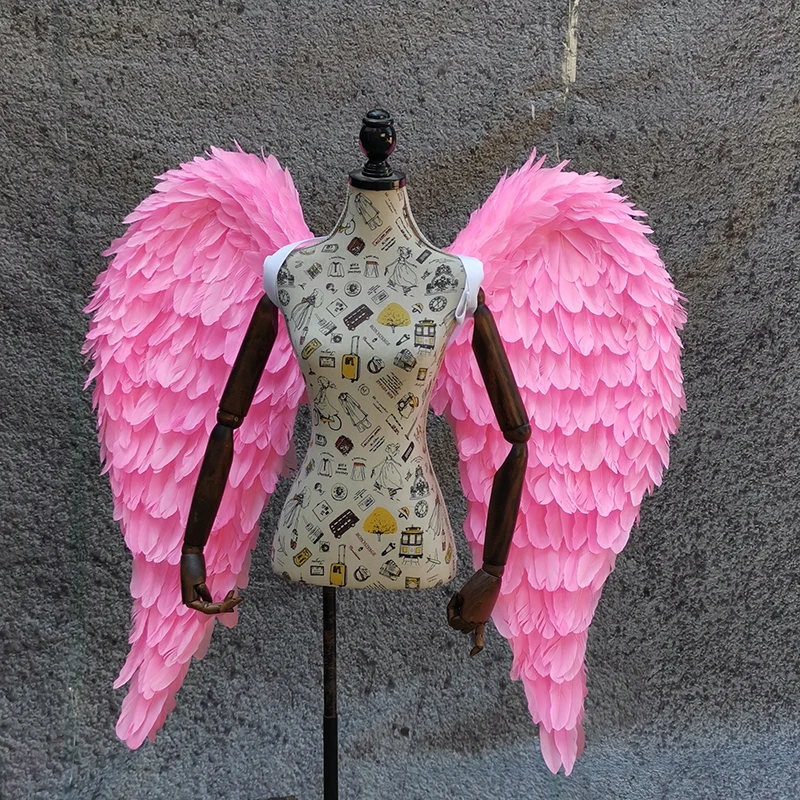 Ailes D'Ange En Plumes Roses - Déguisement, Costume Fête, Cosplay, Décoration Noël - Taille 45x45 Cm - 4
