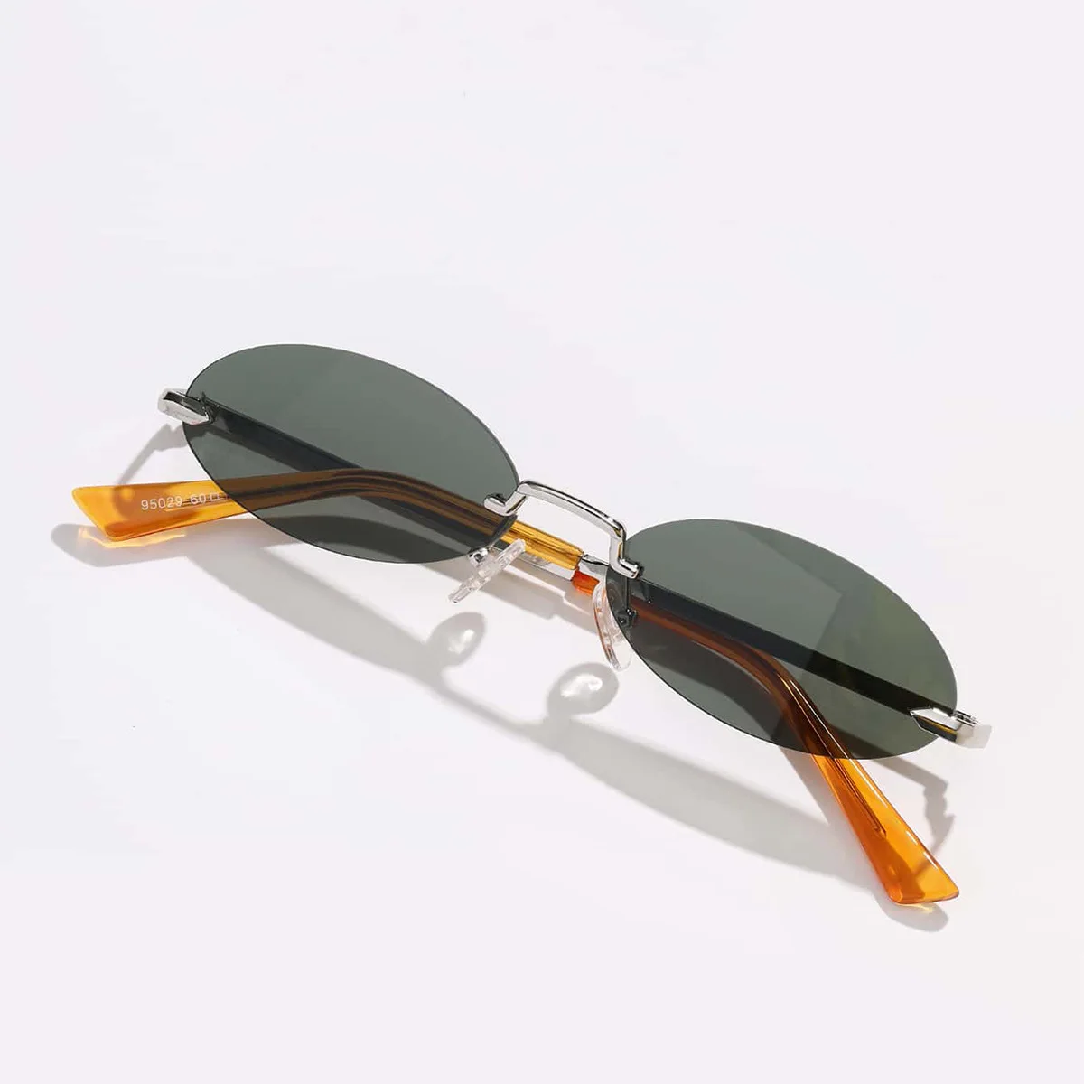 Metal Frame Rimless Narrow Oval Sunglasses UV400 Protection Oval Frame Sunglasses New Rimless Cut Edge Personality  main image 3