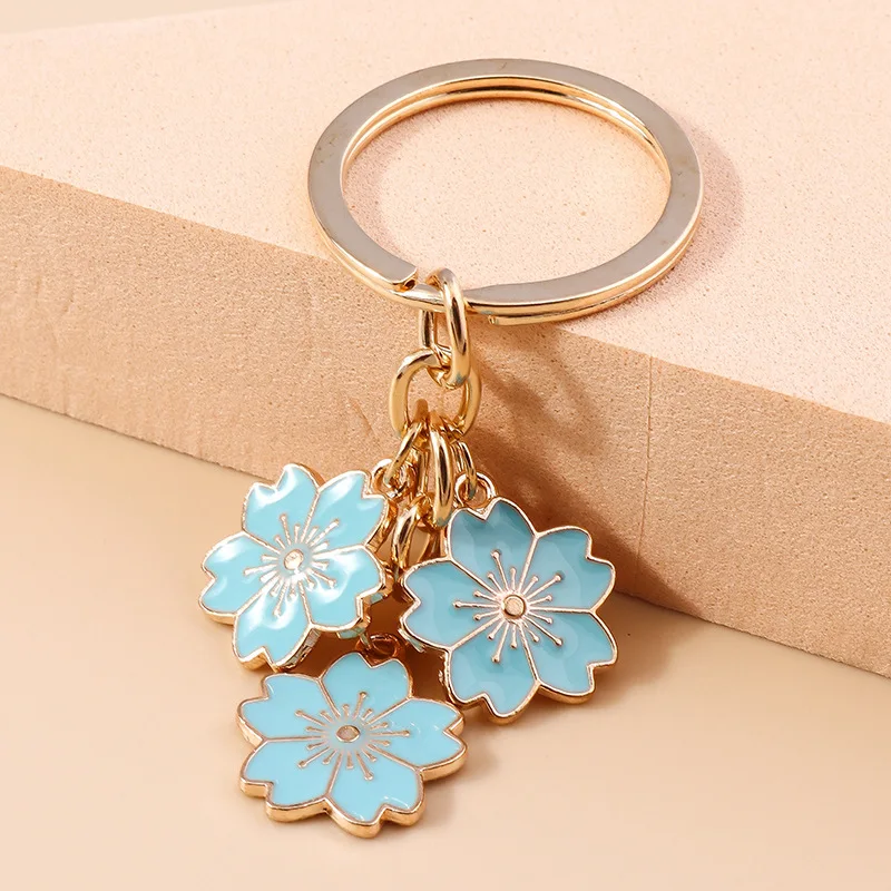 Flower Keychain Cute Handbag Key Chain Cherry Blossoms Keychains Personalized Key Ring Creative Gift for Women Girls Golden