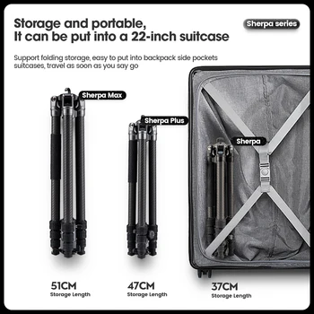 Portable Outdoor Travel Camera Tripod With 360 Panorama Ball Head Carbon Fiber Tripod Stand for Dslr Camera detail image