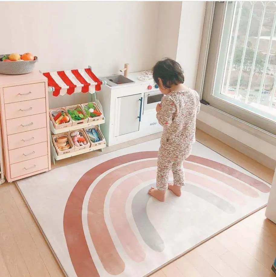 Baby Soft Nursery Rug Kids Play Mat Kidroom Rug Non-Slip Crawling