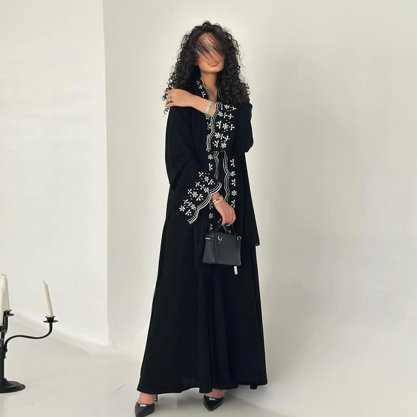 2026 Dubai Ladies Long Sleeve Sequin Embroidery Black Gown Elegant Luxury Abaya Eid Robe Evening Dress Hijab 2 Pieces Set