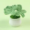 Pot de haricot vert-trèfle à quatre feuilles (pot blanc)