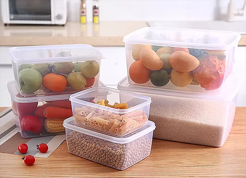 Multifunctional Clear Rectangular Kitchen Food Grade Pp Plastic Food Container Ingredient Bin Storage Box With Seal Cover supplier