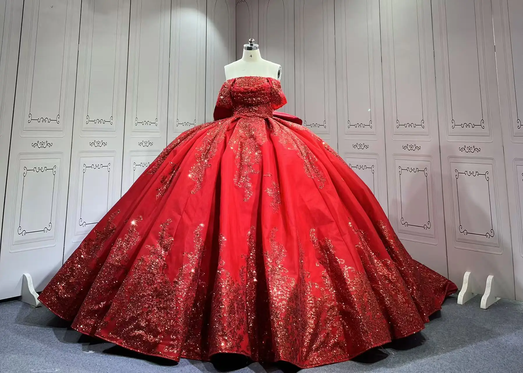 open lace back dress Red Quinceañera Dress – Party Dreams Boutique