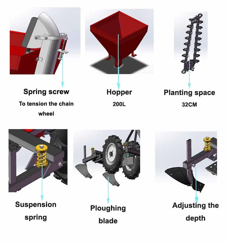 Mini Tractor Implements Single Row Potato/Garlic Planter Manual 2-Row Seeder for Farm Planting New and Used Condition