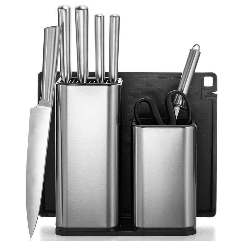 Boda Wholesale Multi-function Countertop Storage Stainless Steel Knife Holder And Utensil Holder Knife Set With Block