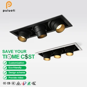 PULUOTI Professional Manufacturer CE IP20 Anti - Glare Spotlight 276*93mm Recessed Adjustable Led Downlight White/Black