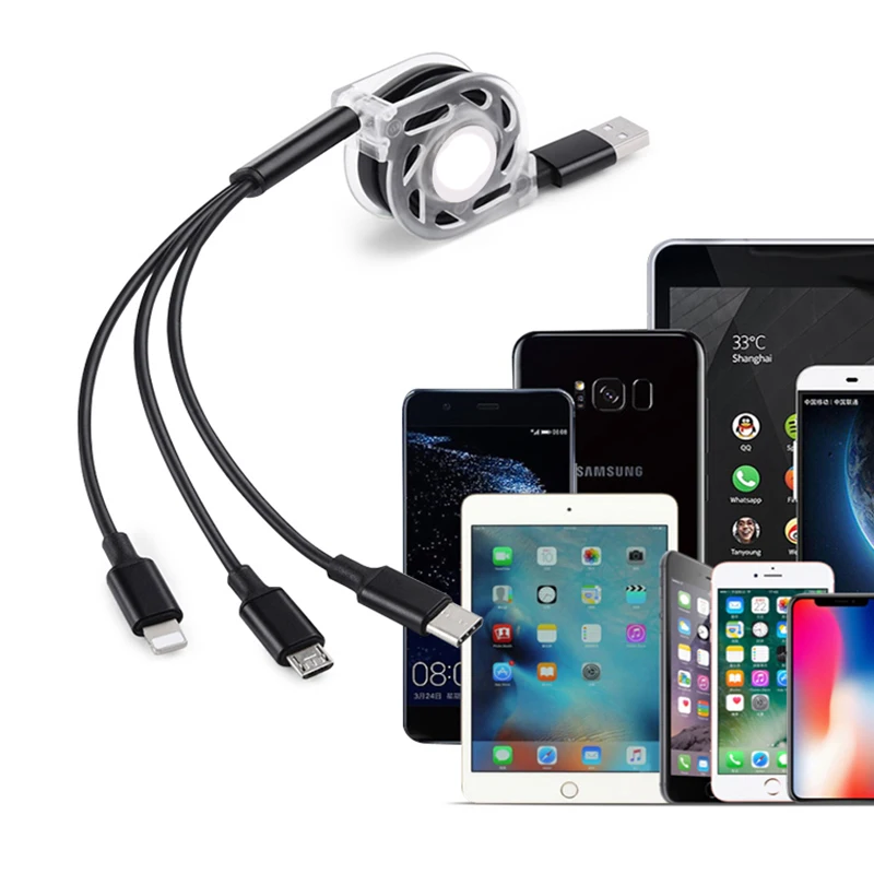 3 в 1 Usb-кабель, портативный мобильный телефон TPE Usb-кабель для зарядки