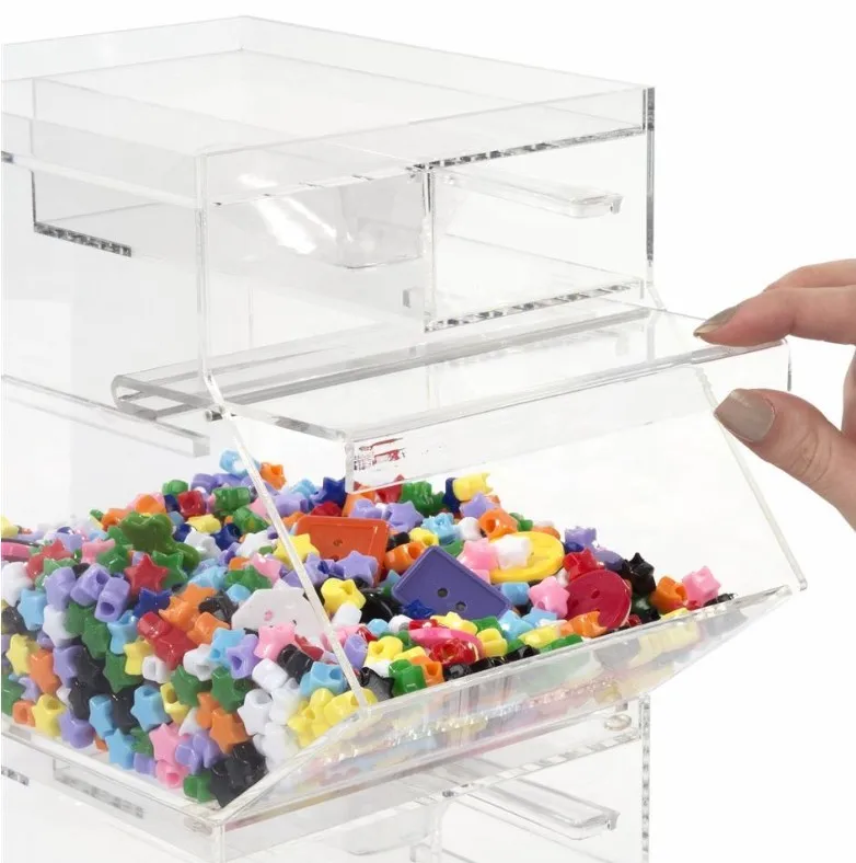 Mini Perspex Sweet Container Box Clear Lucite Candy Dispenser Custom 2 Compartment Acrylic Candy Bin