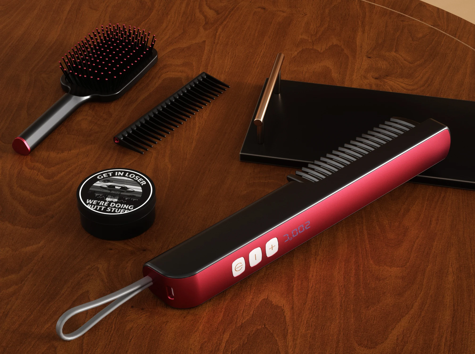 New Led Display Carry-On Usb Charging Cordless Portable Hair Straightener Brush With Lanyard Anti-Scald Design