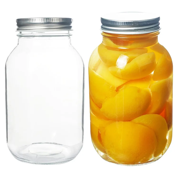Large 1000ml Transparent Glass Food Storage Bottle High Temperature Resistant Restortable Mason Can Plastic Cap Candy Storage