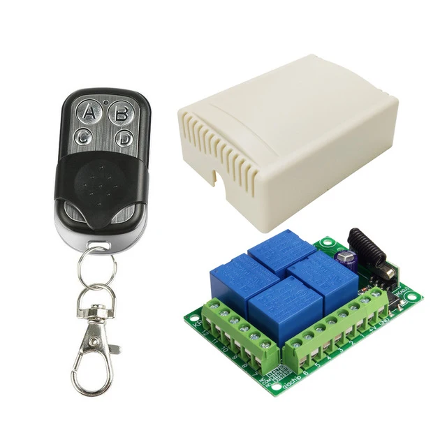 DC12V 4-Channel 433MHZ Wireless Garage Door Control Relay Switch Receiver Board 
