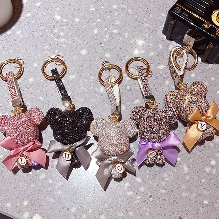 Carsine Rhinestone Bear Keychain Bag Pendant