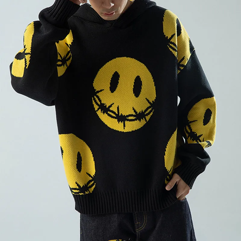 Custom Heavyweight Sublimation Hoodie Oversized Jacquard Knit Hoodie Sweater