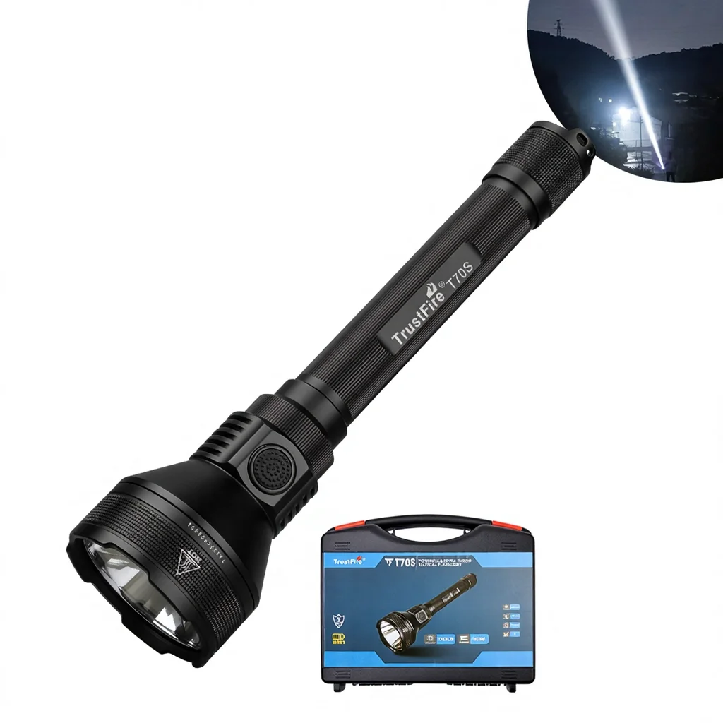Lampe Torche LED Tactique Super Lumineuse 18650 Rechargeable Avec Batterie - Noire