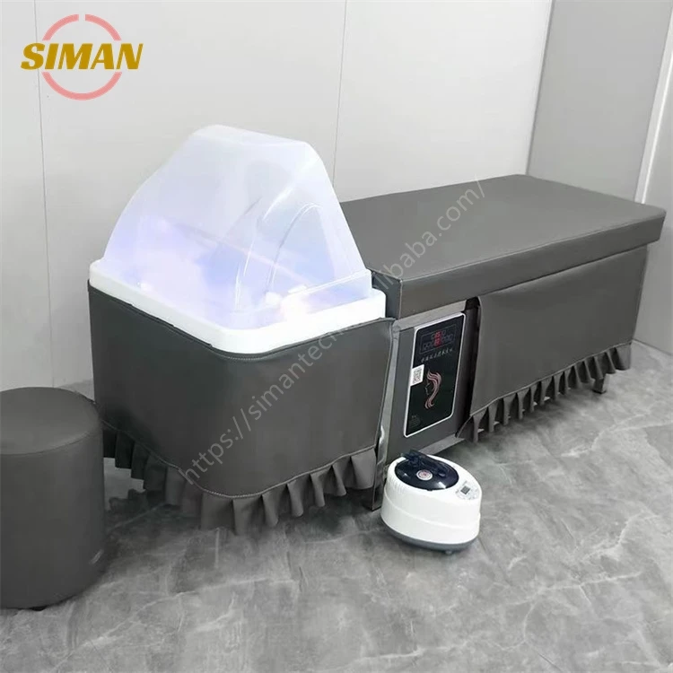 Siman Black Basin Shampoo Bed with Constant Warm Water Circulation and Steamer Factory Direct Light Therapy Spa Salon Furniture